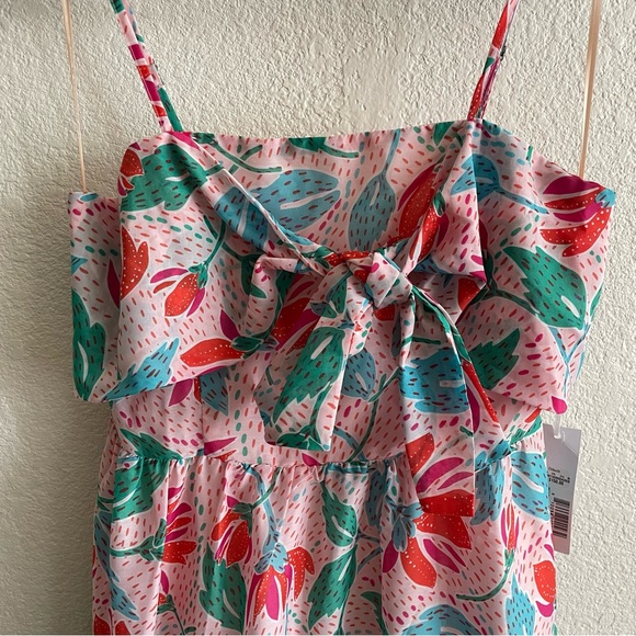 J. Marie Claire Floral Print Bow Square Neck Sleeveless Midi Tiered Dress - Picture 3 of 8